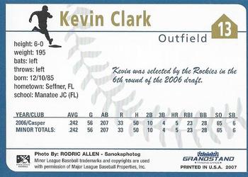 2007 Grandstand Tri-City Dust Devils #11 Kevin Clark Back