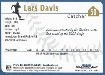 2007 Grandstand Tri-City Dust Devils #13 Lars Davis Back