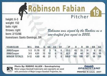 2007 Grandstand Tri-City Dust Devils #15 Robinson Fabian Back