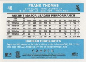 2002 Donruss Originals - Samples #46 Frank Thomas Back