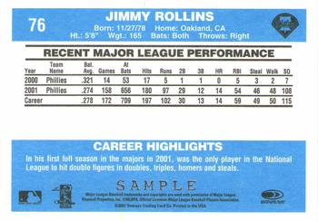 2002 Donruss Originals - Samples #76 Jimmy Rollins  Back