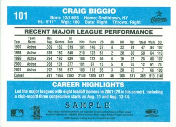 2002 Donruss Originals - Samples #101 Craig Biggio  Back