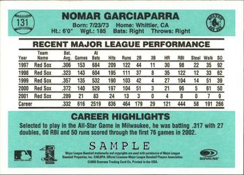 2002 Donruss Originals - Samples #131 Nomar Garciaparra  Back
