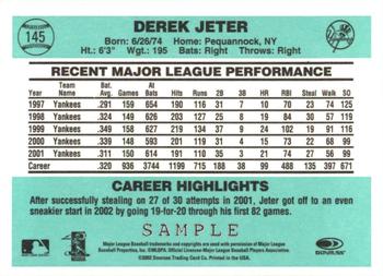 2002 Donruss Originals - Samples #145 Derek Jeter  Back