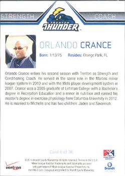 2014 Brandt Trenton Thunder #6 Orlando Crance Back