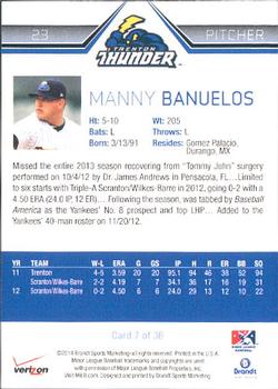 2014 Brandt Trenton Thunder #7 Manny Banuelos Back