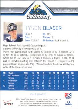 2014 Brandt Trenton Thunder #20 Tyson Blaser Back