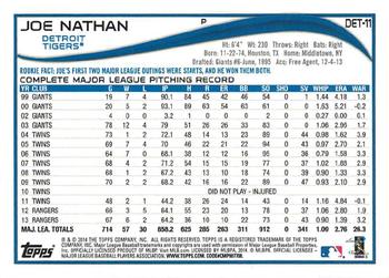2014 Topps Detroit Tigers #DET-11 Joe Nathan Back