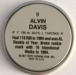 1987 Topps Coins #9 Alvin Davis Back