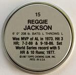 1987 Topps Coins #15 Reggie Jackson Back