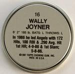 1987 Topps Coins #16 Wally Joyner Back