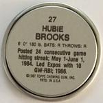 1987 Topps Coins #27 Hubie Brooks Back