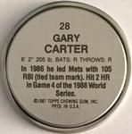 1987 Topps Coins #28 Gary Carter Back