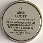 1987 Topps Coins #44 Mike Scott Back