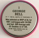 1988 Topps Coins #1 George Bell Back