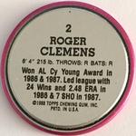 1988 Topps Coins #2 Roger Clemens Back