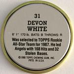1988 Topps Coins #31 Devon White Back