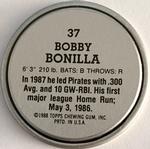1988 Topps Coins #37 Bobby Bonilla Back