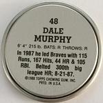 1988 Topps Coins #48 Dale Murphy Back