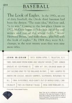 1994 Upper Deck Baseball: The American Epic - Little Debbie #LD4 John McGraw Back