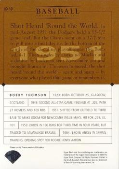1994 Upper Deck Baseball: The American Epic - Little Debbie #LD10 Bobby Thomson Back