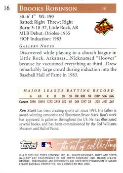 2003 Topps Gallery Hall of Fame - Artist's Proofs #16 Brooks Robinson Back