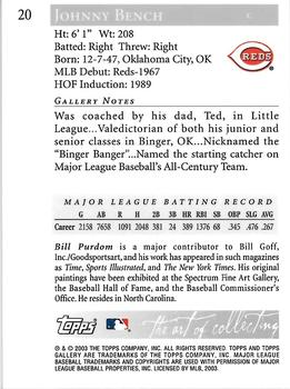 2003 Topps Gallery Hall of Fame - Artist's Proofs #20 Johnny Bench Back