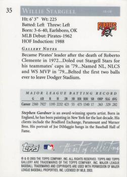 2003 Topps Gallery Hall of Fame - Artist's Proofs #35 Willie Stargell Back