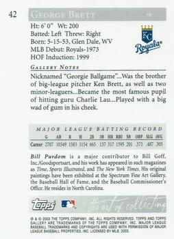 2003 Topps Gallery Hall of Fame - Artist's Proofs #42 George Brett Back