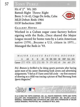 2003 Topps Gallery Hall of Fame - Artist's Proofs #57 Tony Perez Back