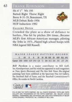 2003 Topps Gallery Hall of Fame - Artist's Proofs #63 Frank Robinson Back