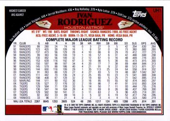 2009 Topps Updates & Highlights #UH1 Ivan Rodriguez Back