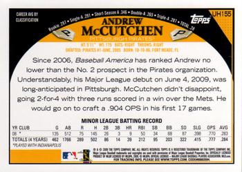 2009 Topps Updates & Highlights #UH155 Andrew McCutchen Back