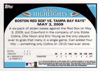 2009 Topps Updates & Highlights #UH179 Carl Crawford Back