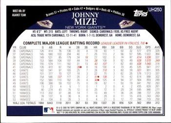 2009 Topps Updates & Highlights #UH250 Johnny Mize Back
