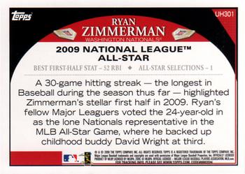 2009 Topps Updates & Highlights #UH301 Ryan Zimmerman Back