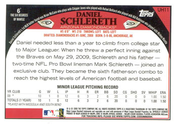 2009 Topps Updates & Highlights #UH11 Daniel Schlereth Back