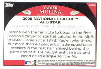 2009 Topps Updates & Highlights #UH14 Yadier Molina Back