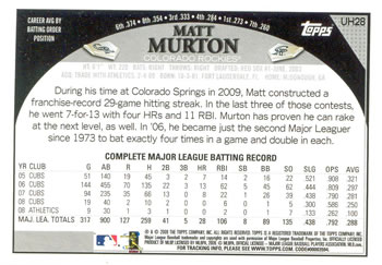 2009 Topps Updates & Highlights #UH28 Matt Murton Back