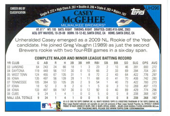 2009 Topps Updates & Highlights #UH296 Casey McGehee Back