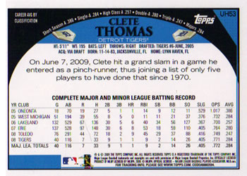 2009 Topps Updates & Highlights #UH53 Clete Thomas Back