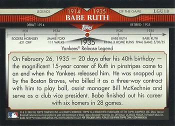 2009 Topps Updates & Highlights - Legends of the Game #LGU18 Babe Ruth Back