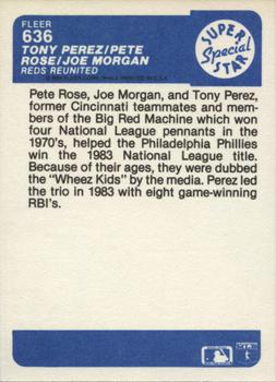 1984 Fleer #636 Tony Perez / Pete Rose / Joe Morgan Back
