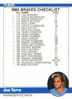 1984 Fleer #654 Checklist: Braves / Angels Front