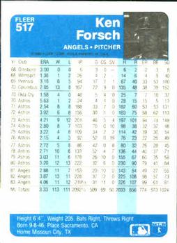 1984 Fleer #517 Ken Forsch Back