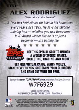 2009 Topps - Ticket to ToppsTown #TTT1 Alex Rodriguez Back