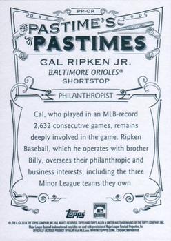 2014 Topps Allen & Ginter - Pastime's Pastimes #PP-CR Cal Ripken Jr. Back