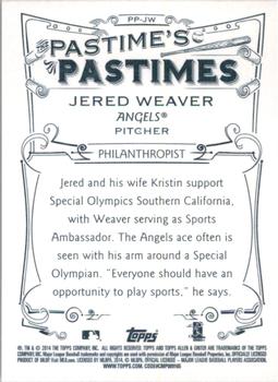 2014 Topps Allen & Ginter - Pastime's Pastimes #PP-JW Jered Weaver Back