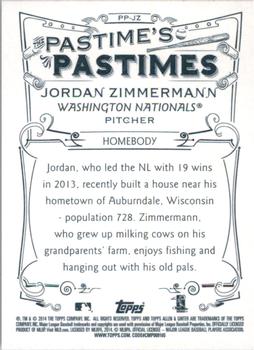 2014 Topps Allen & Ginter - Pastime's Pastimes #PP-JZ Jordan Zimmermann Back