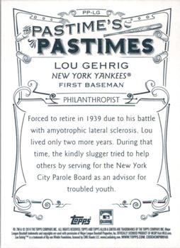2014 Topps Allen & Ginter - Pastime's Pastimes #PP-LG Lou Gehrig Back